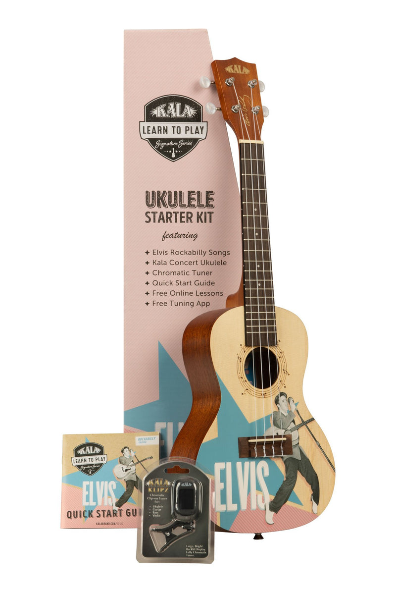 Kala LTP-C-ERB Learn To Play Elvis Rockabilly Concert Ukulele Starter Kit
