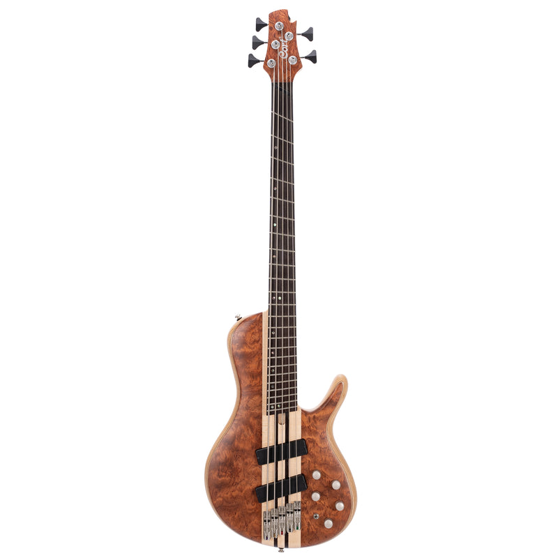 Cort A5-BEYOND-CASE-OPBN 5-String Multi-Scale Bass w/ Bartolini Pickups & Case - Open Pore Bubinga Natural