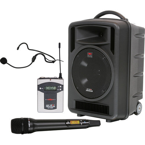 Galaxy Audio Traveler 10" 150W Peak PA System with Dual-Wireless Receiver/Bodypack/Headset Mic/Handheld Microphone