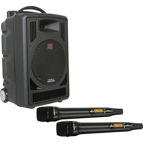 Galaxy Audio TOUT SPOT Traveler TV8 Système PA portable 120W 120W avec RM-CD CD / Player MP3 / AS-TV8TX AUDIO LINK TRANSTER / TV5-REC Single Receiver UHF et 2x TVHH Microphones sans fil - 8 ""