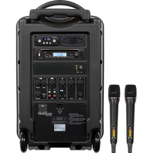 Galaxy Audio Traveler 10" 150W Peak PA System with CD Player/Dual UHF Receiver & 2 x Handheld Wireless Mics