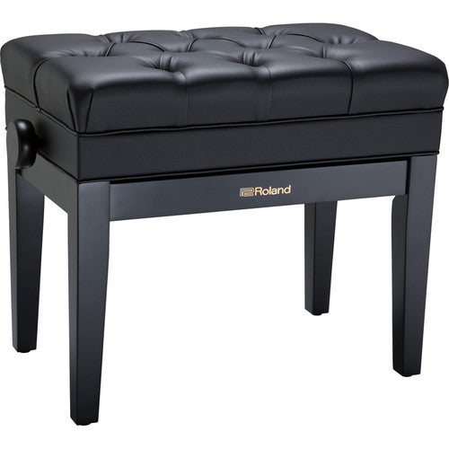 Roland RPB-500BK Piano Bench with Adjustable Cushioned Seat and Storage Compartment (Satin Black) - Red One Music