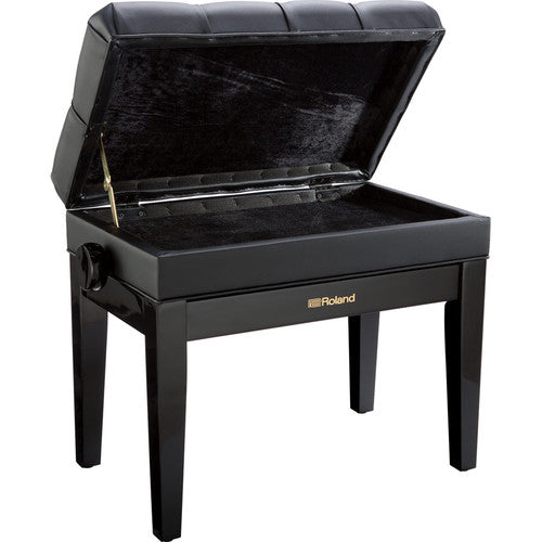 Roland RPB-500PE Piano Bench with Adjustable Cushioned Seat and Storage Compartment (Polished Ebony) - Red One Music