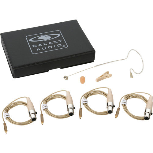 Galaxy Audio ESM8-UBG-4MIXED Beige Single Ear Uni-Directional Earset Microphone with 4 Cables (Mixed Brands)
