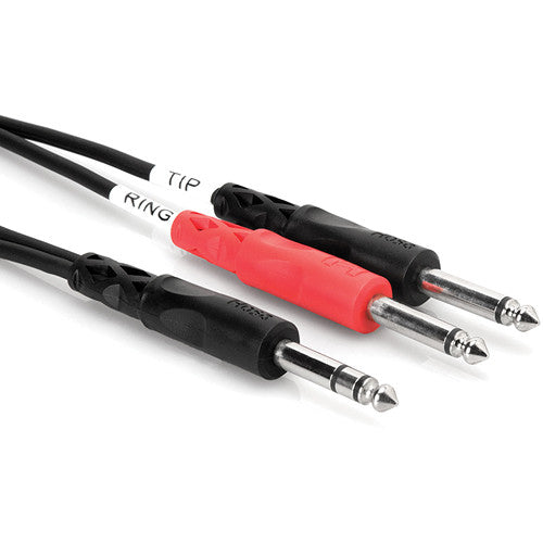 Hosa Stereo Insert Cable 1/4'' TRS Phone to Dual 1/4'' TS (M) - 3 meter - Red One Music