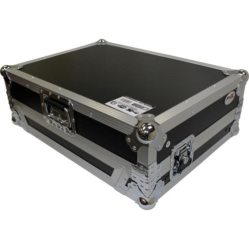 Flight Case ProX pour contrôleur Pioneer DDJ-SR2 avec étagère pour ordinateur portable et kit LED (argenté sur noir)