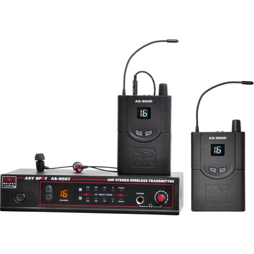 Galaxy Audio AS-950-2n Système de moniteur de pack jumeau dans l'oreille sans fil (N: 518 à 542 MHz)