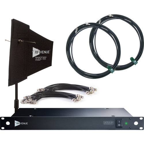 RF Venue DFIND9 DISTRO9 HDR 9-Channel Antenna Distributor Bundle (Black Stand-Mount Diversity Fin)
