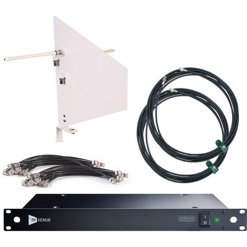 RF Venue DFINWD9 DFIND9DISTRO9 HDR 9-Channel Antenna Distributor Bundle (White Wall-Mount Diversity Fin)