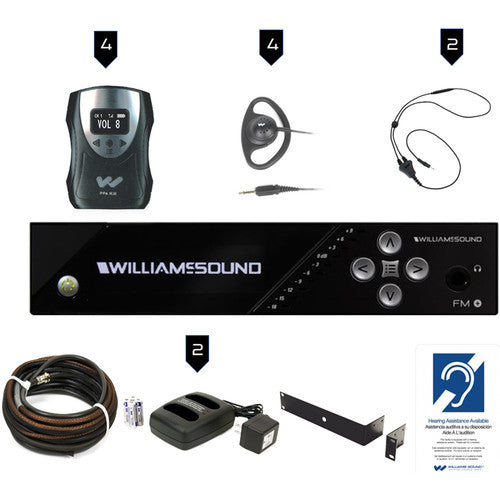 Williams AV FM 558 PRO D Plus Système d'écoute double FM/Wi-Fi à grande surface R/entrée Dante/câble coaxial/panneau de rack