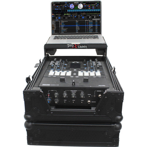 ProX XS-RANE72LTBL 11" DJ Mixer Road Case W/Laptop Shelf for Rane Seventy-Two 72 and Rane Seventy (Black on Black)