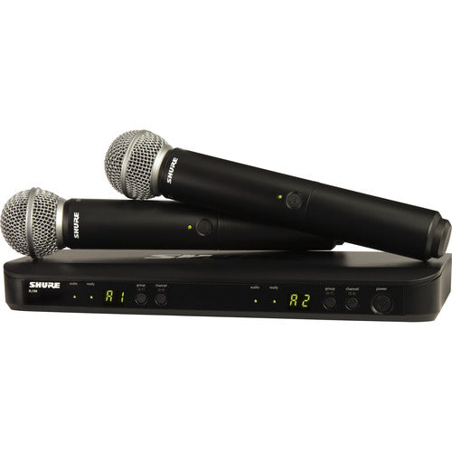 Shure BLX288/SM58 Dual-Channel Wireless Handheld Microphone System with SM58 Capsules (J11: 596 to 616 MHz)