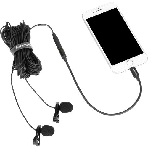 Saramonic LAVMICRO-U1C Microphone cravate omnidirectionnel double avec connecteur Lightning pour appareils iOS (câble 19,6')