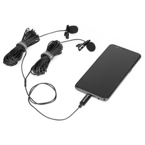 Saramonic LAVMICRO-U3C double microphones cravate omnidirectionnels avec connecteur USB Type-C pour appareils Android (câble 19,6')