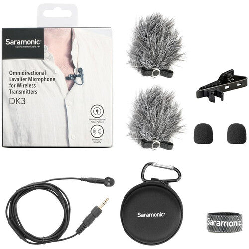 Saramonic DK3A Microphone Lavalier omnidirectionnel Premium 4 mm pour émetteurs et enregistreurs sans fil avec 3,5 mm