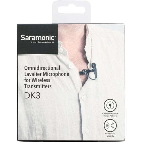 Saramonic DK3A Microphone Lavalier omnidirectionnel Premium 4 mm pour émetteurs et enregistreurs sans fil avec 3,5 mm