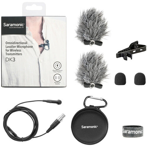 Saramonic DK3F Microphone cravate omnidirectionnel haut de gamme pour émetteurs avec connecteur TA3F mini-XLR verrouillable