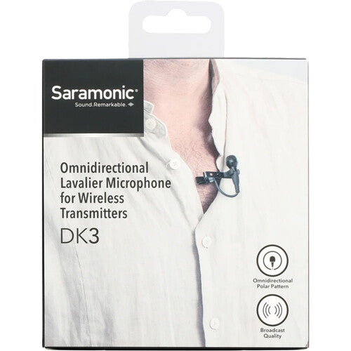 Saramonic DK3F Microphone cravate omnidirectionnel haut de gamme pour émetteurs avec connecteur TA3F mini-XLR verrouillable