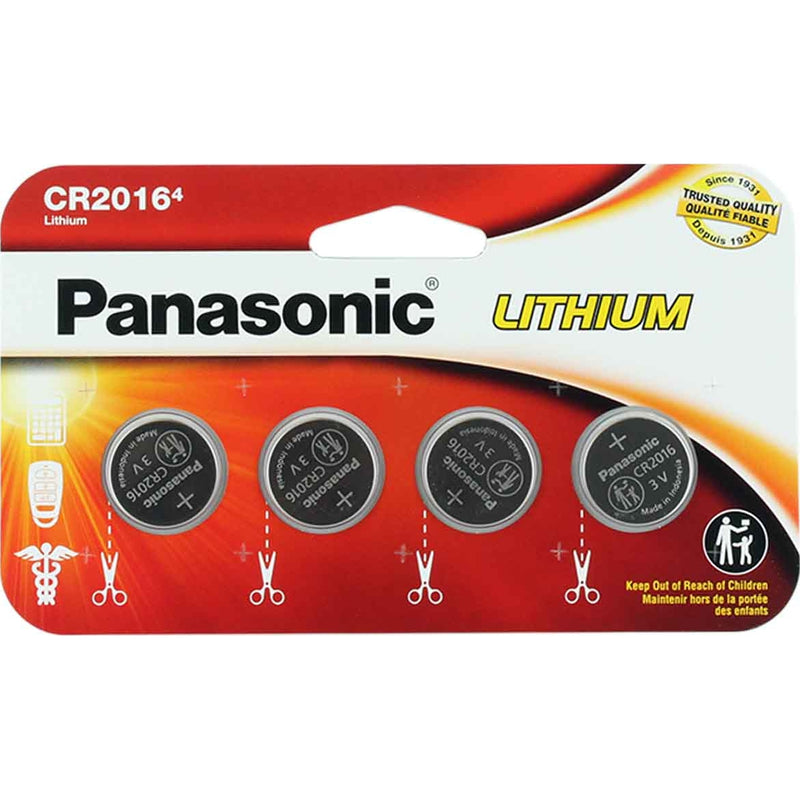 Panasonic CR2016 3V Lithium Coin Cell Battery - 90mAh, 4-Pack (Wide)