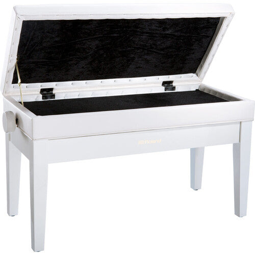 Roland RPB-D400PW Duet Piano Bench with Adjustable Height/Cushioned Seat/Storage - Polished White