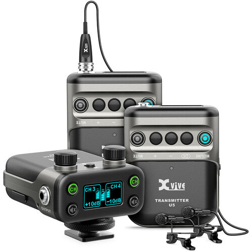 Xvive Audio XVIVE-U5ST2 2-Person Camera-Mount Digital Wireless Omni Lavalier Microphone System for Cameras - 2.4 GHz