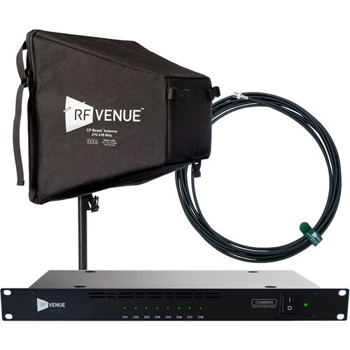 RF Venue COMB8CPB Pack de mise à niveau pour moniteur intra-auriculaire 8 canaux avec COMBINE8, antenne à faisceau CP et câbles BNC - 470 à 608 MHz 