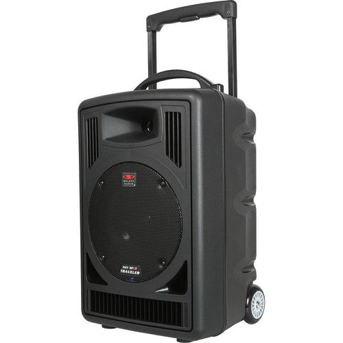 Galaxy Audio Any Spot Traveler TV8 2-Way 120W Portable PA System with RM-CD CD/MP3 Player/AS-TV8TX Audio Link Transmitter/TV5-REC Single UHF Receiver/TVMBP Bodypack Transmitter and HS-U3BK Headset Microphone - 8"