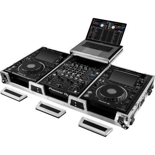 Odyssey FZGS12CDJWXD2 Extra-Deep Coffin Flight Case w/Glide Platform for 12" DJ Mixer and Two Large-Format Media Players (Black and Silver)