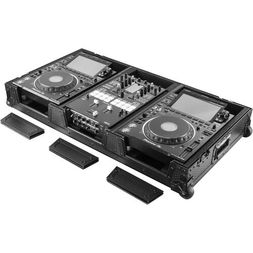 Odyssey 810134 Industrial Board Case for 10" DJ Mixer and Two Pioneer CDJ-3000 (Black on Black)