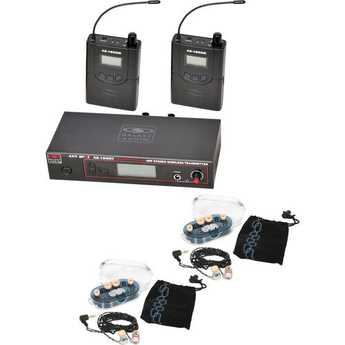 Galaxy Audio AS-1206-2 Système de moniteur intra-auriculaire sans fil personnel avec 2 récepteurs et EB6 Écouteurs (D: 584 à 607 MHz)