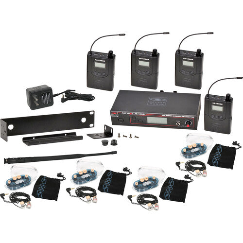Galaxy Audio AS-1206-4 Personal Wireless In-Ear Monitor System with 4 Receivers & EB6 Earbuds (D: 584 to 607 MHz)