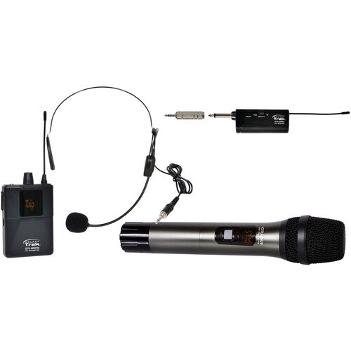 Galaxy Audio Trek GTU Mini Système de microphone sans fil UHF avec 1 micro portable et 1 micro casque (A et B : 524,5 à 594,5 MHz)