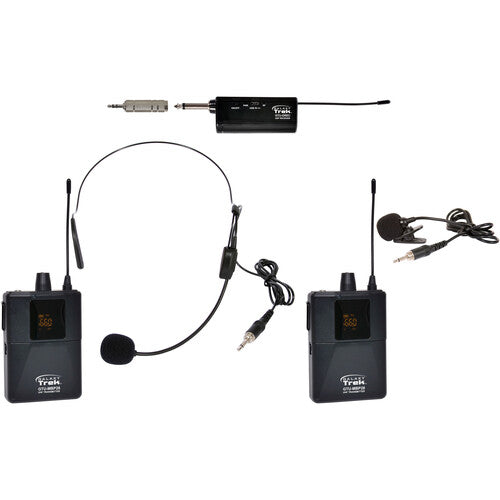 Galaxy Audio Trek GTU Mini UHF Dual Wireless Microphone System with 1 Headset Mic and 1 Lavalier Mic (A & B: 524.5 to 594.5 MHz)
