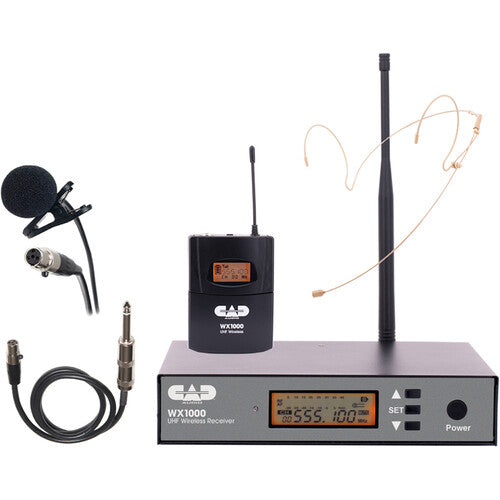 Système de microphone de poche sans fil CAD WX1000BP avec câble Lavalier/casque/guitare (510 à 570 MHz)
