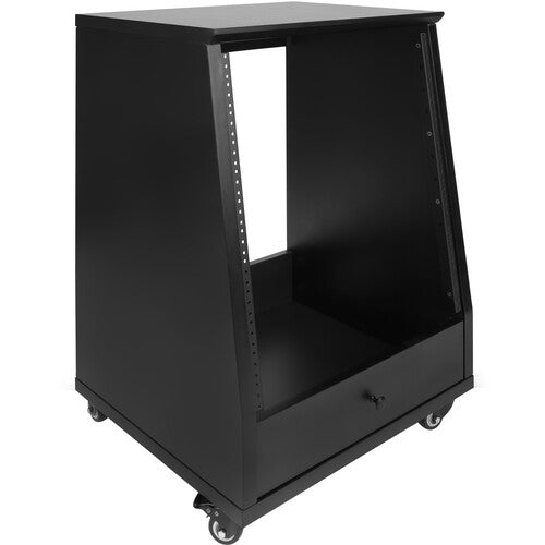 Gator Frameworks GFW-ELITESTUDIORK12-BLK Elite Furniture Series 12U Angled Studio Rack with Locking Casters (Black)