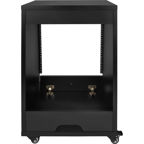 Gator Frameworks GFW-ELITESTUDIORK12-BLK Elite Furniture Series 12U Angled Studio Rack with Locking Casters (Black)