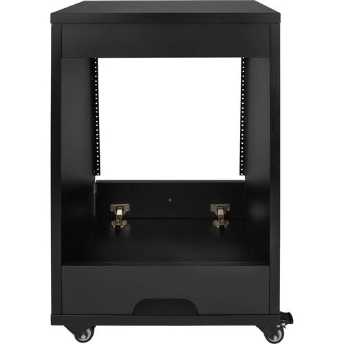 Gator Frameworks GFW-ELITESTUDIORK12-BLK Elite Furniture Series Support de studio incliné 12U avec roulettes verrouillables (Noir)