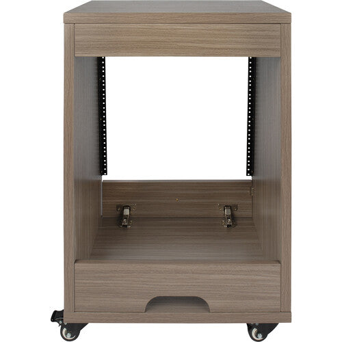 Gator Frameworks GFW-ELITESTUDIORK12-GRY Elite Furniture Series Support de studio incliné avec roulettes verrouillables (12 RU, gris bois flotté)