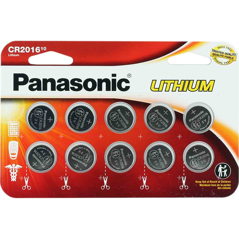 Panasonic CR2016 3V Lithium Coin Cell Battery - 90mAh, 10-Pack