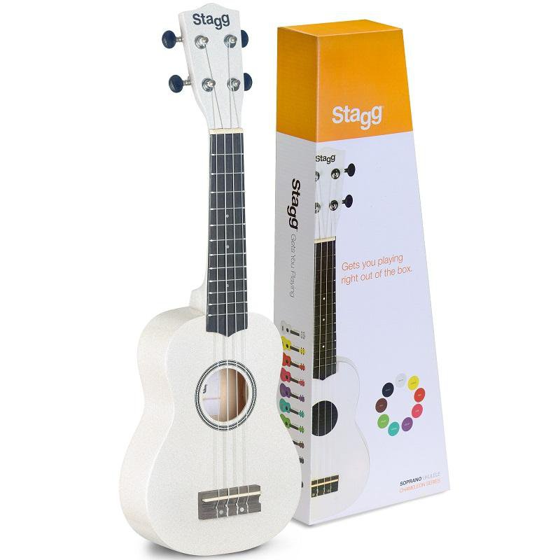 Stagg Us-White White Soprano Ukulele With Basswood Top In Nylon Gigbag - Red One Music