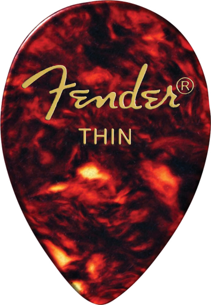 Fender Médiator de guitare forme 358 classique en celluloïd 1/2 brut – écaille de tortue – fin, 72 pièces