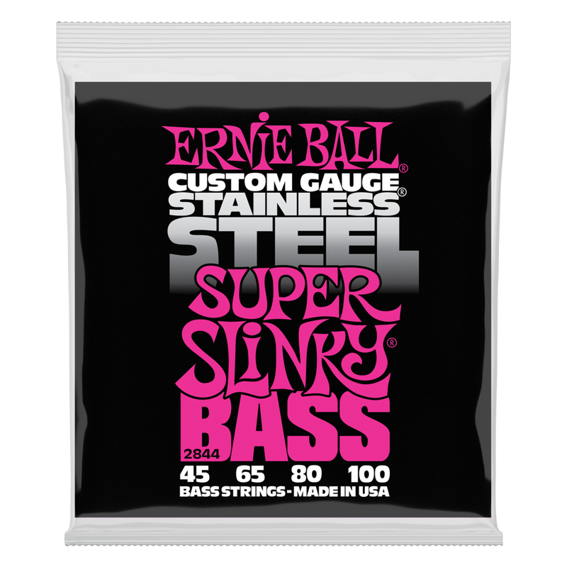 Ernie Ball 2844EB Cordes de basse Slinky en acier inoxydable – Super .045-.100