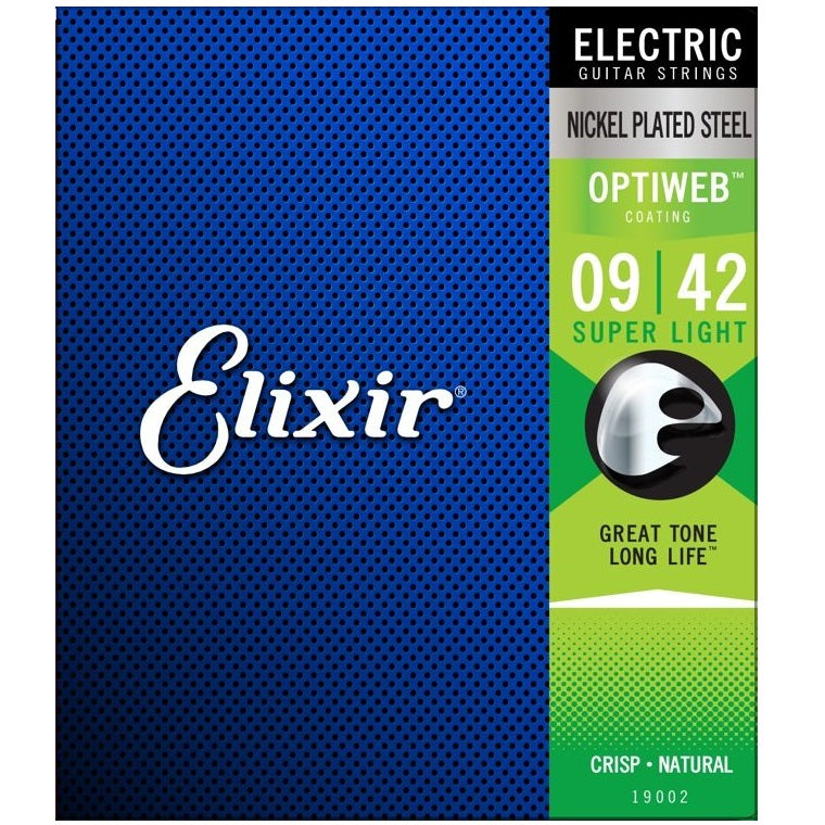 Elixir Strings 19002 Electric Guitar With Optiweb Coating, Super Light (.009-.042) - Red One Music