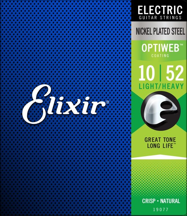Elixir 19077 Electric Guitar Strings With Optiweb Coating, Light/Heavy 010 - 052 - Red One Music