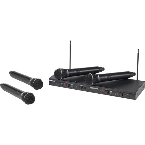 Samson SWS412HH-E Stage 412 Frequency-Agile Quad-Channel Handheld VHF Wireless System (173 to 198 MHz) - Red One Music
