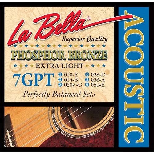La Bella 7Gpt Phosphor Bronze Extra Light 10-50 - Red One Music