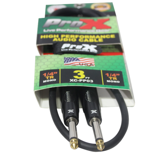 ProX-XC-PP03 3 Ft. Unbalanced 1/4" TS-M to 1/4" TS-M High Performance Audio Cable - Red One Music