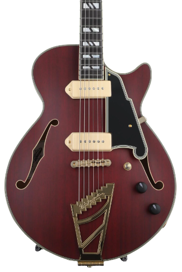 D'Angelico DELUXE SS BARITONE Semi Hollow-Body Electric Guitar (Satin Trans Wine)