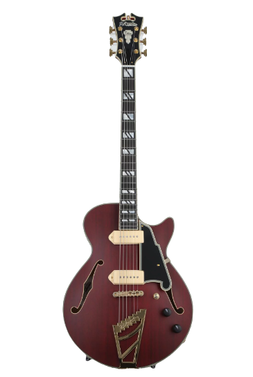 D'Angelico DELUXE SS BARITONE Semi Hollow-Body Electric Guitar (Satin Trans Wine)