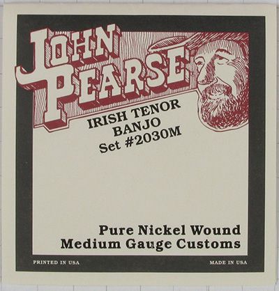 John Pearse JP2030 Pure Nickel Wound Irish Tenor 4-String Banjo Strings - Medium Gauge Customs
